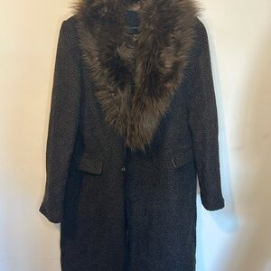 Gianni Feraud Wool Coat with Fur Collar